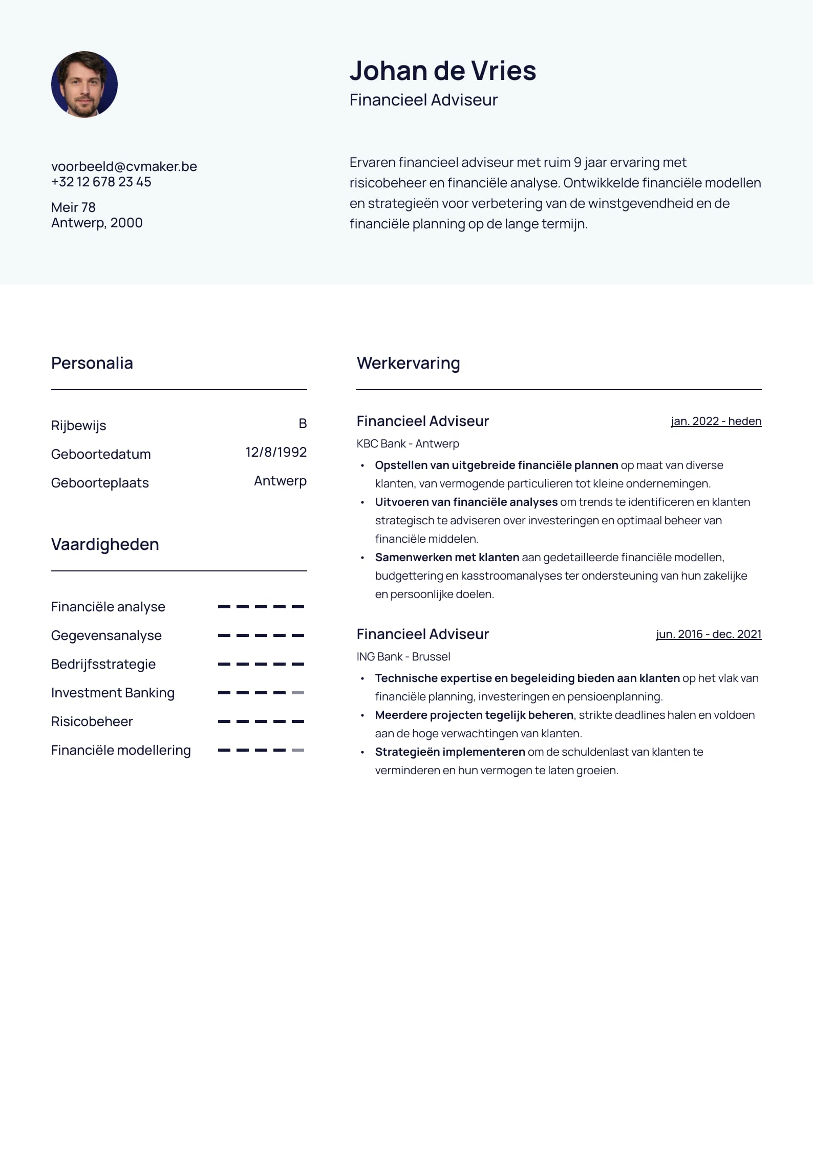 Simpel cv voorbeeld Wheaton template