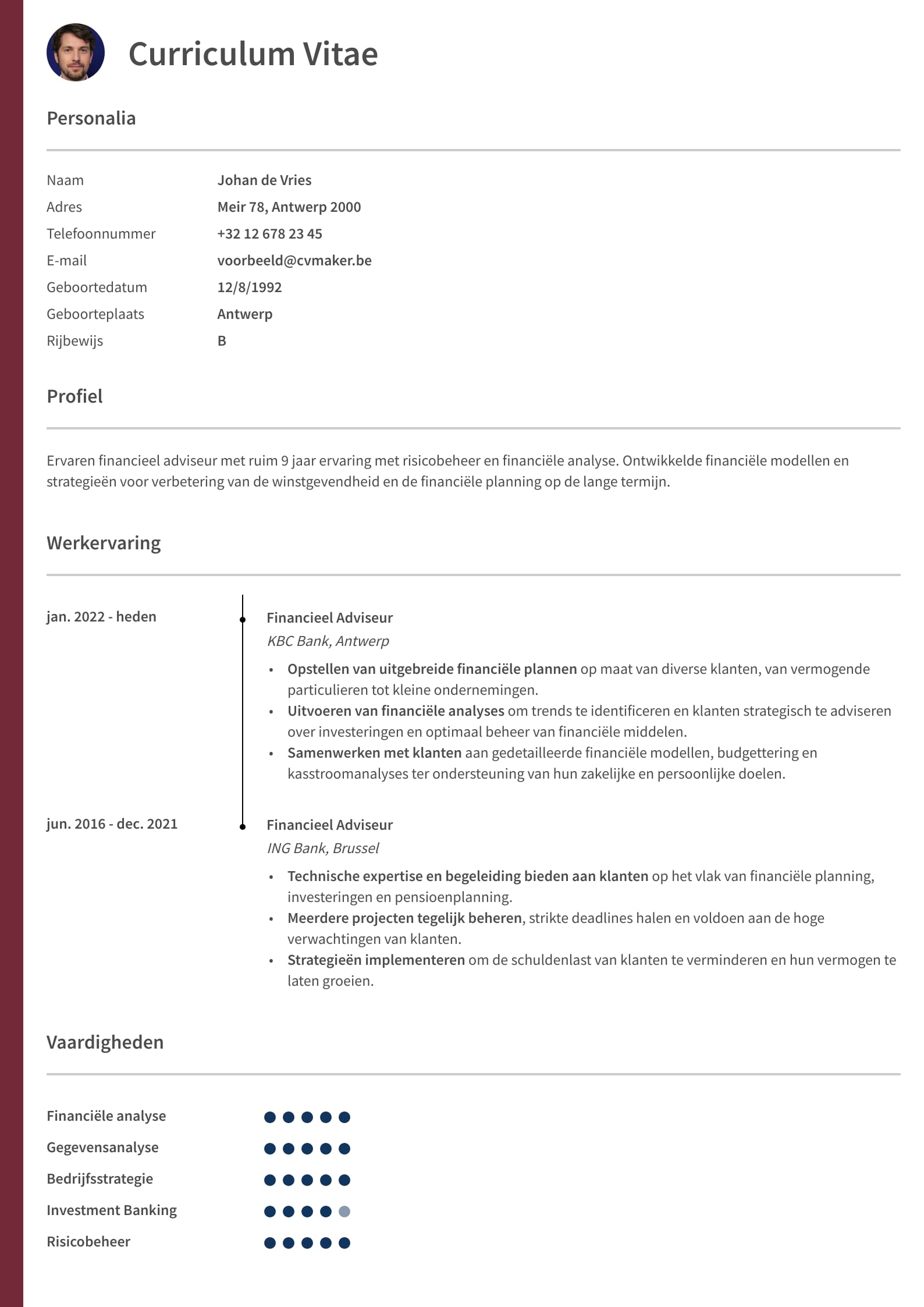 Simpel cv voorbeeld Oxford template