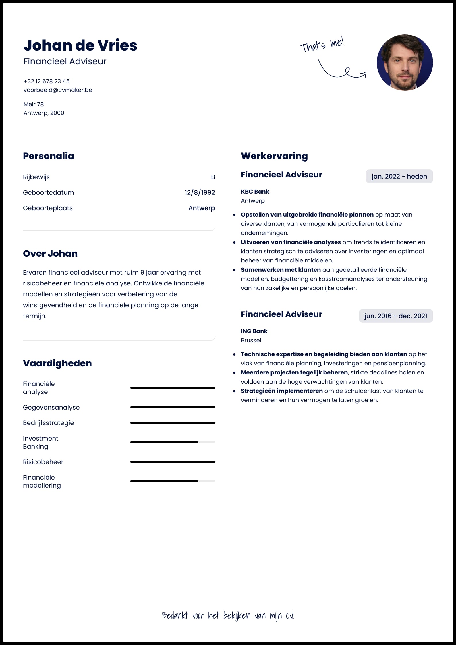 Simpel cv voorbeeld Michigan template 